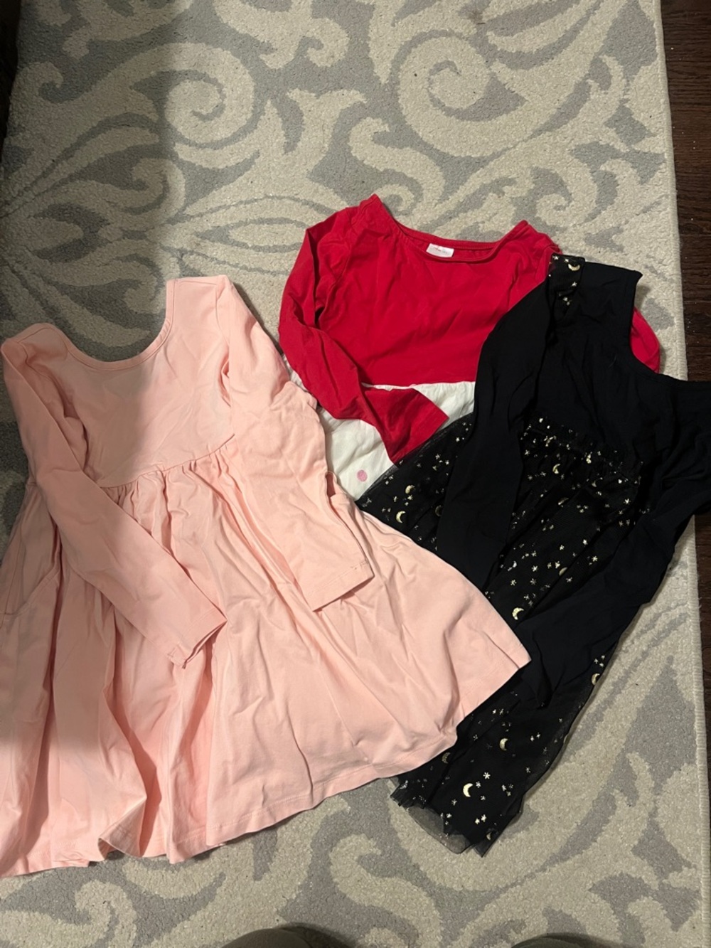 3 Hanna Andersson Pink & Red Girls' Long-Sleeve Twirl Dresses